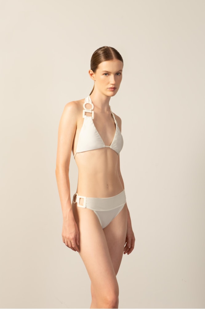 Biquini Cortininha Detalhe Argolas Off White