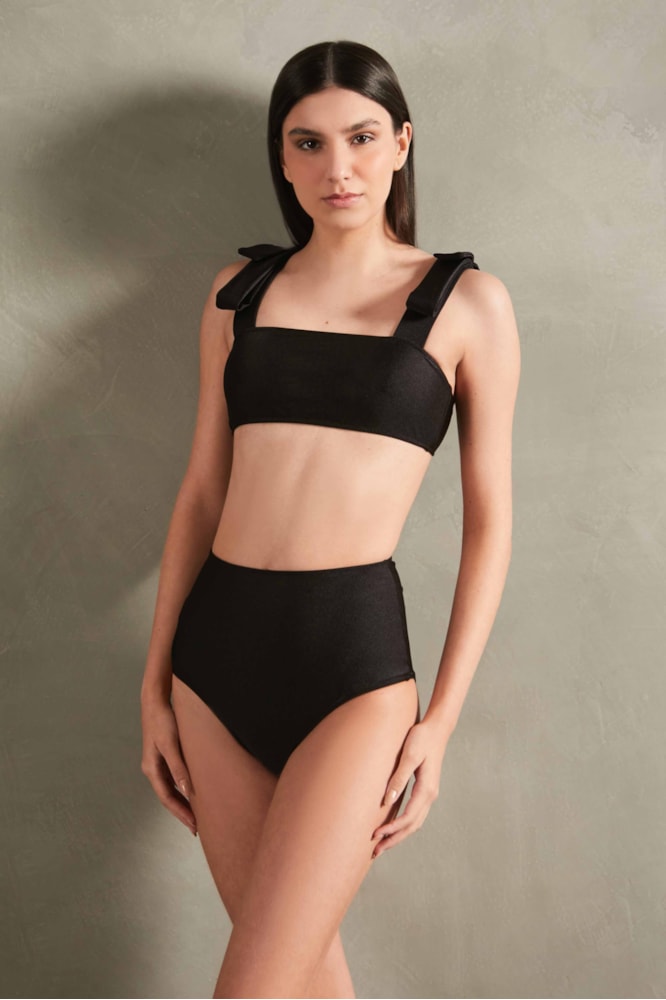 Biquini Hot Pants  Alças Laço Timeless Preto