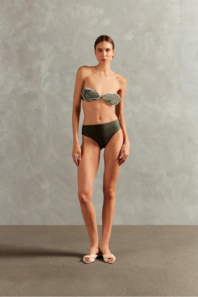 Biquini Hot Pants Ostras 3d Ostras Verde Croco