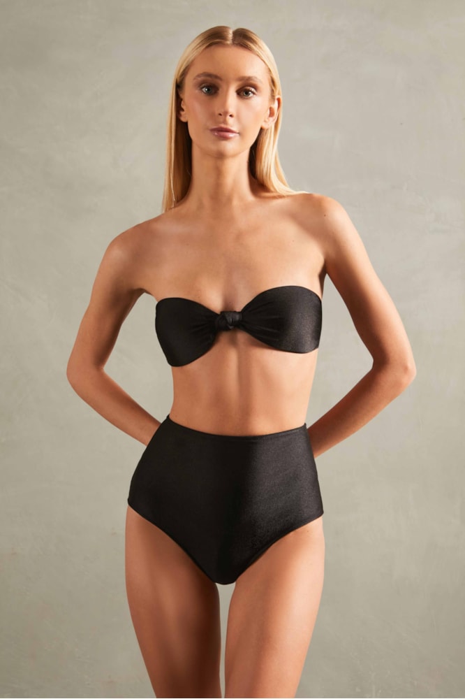 Biquini Hot Pants Top Nó Timeless Preto