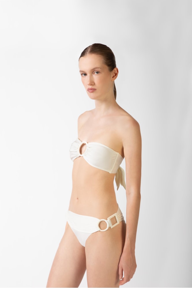 Biquini Tomara Que Caia Detalhe Argola Com Amarração Off White