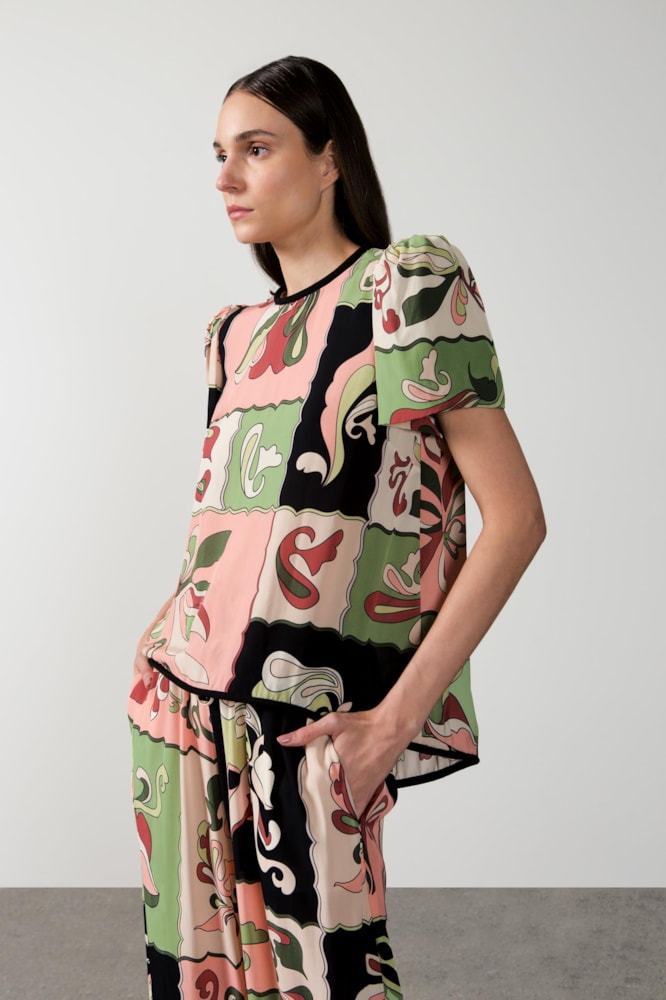 Blusa Manga Curta Bufante Inamorata Verde