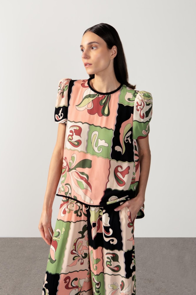 Blusa Manga Curta Bufante Inamorata Verde