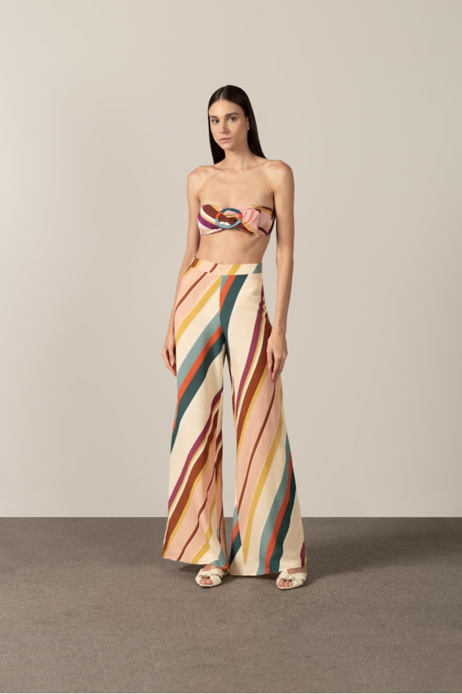 Calça Pantalona Listras Diagonais Unico
