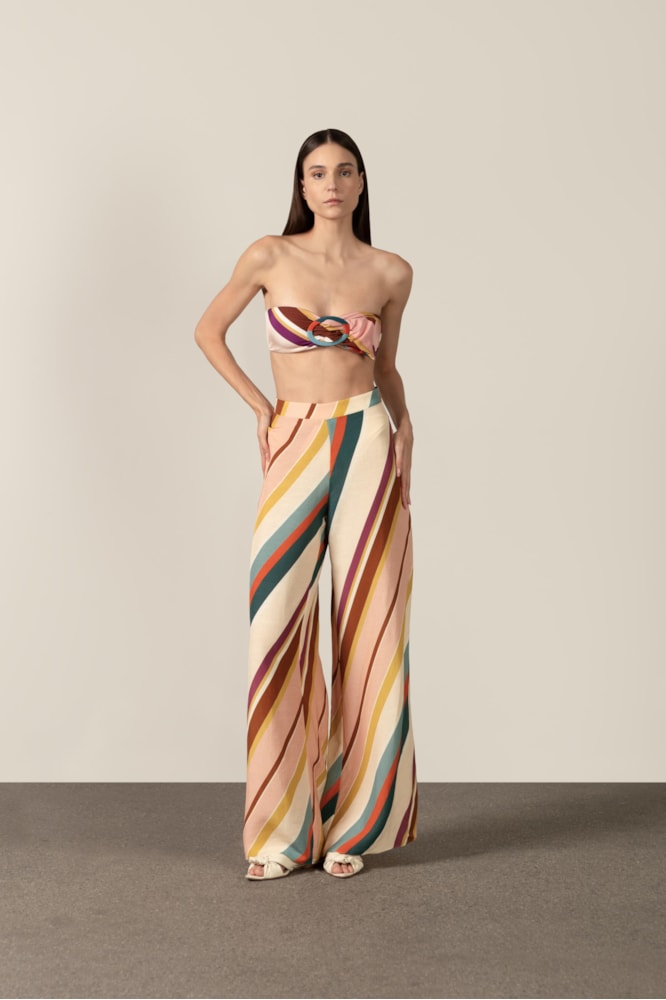 Calça Pantalona Listras Diagonais Unico