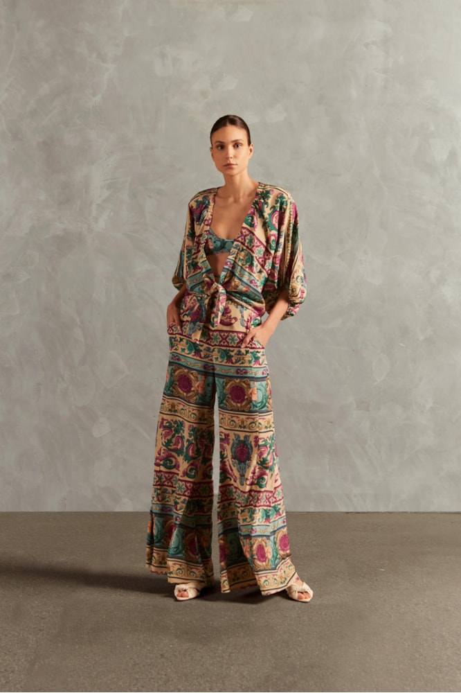 Calça Pantalona Turquesa
