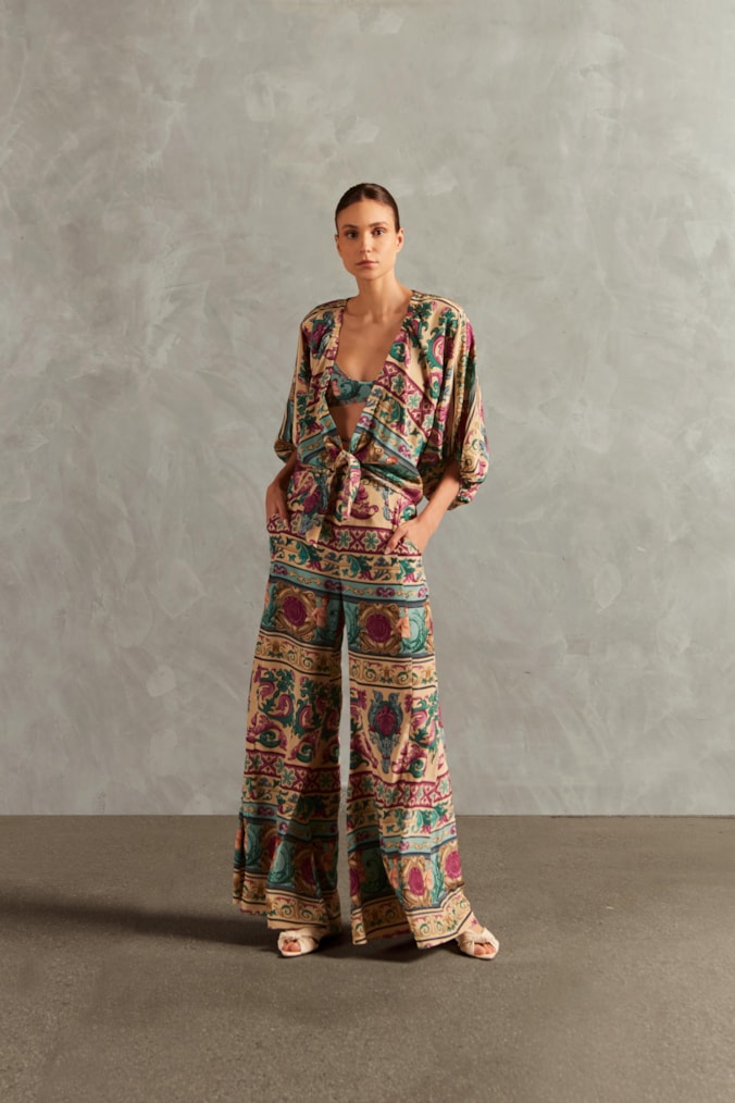 Calça Pantalona Turquesa