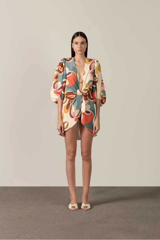 Camisa Longa de Amarrar Floral Organic Unico