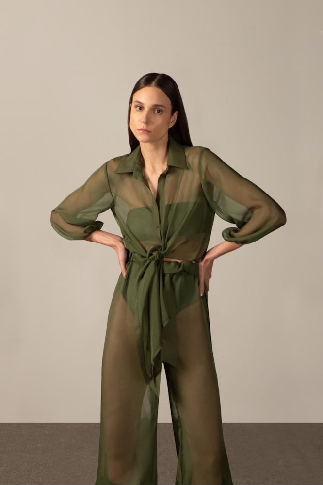 Camisa Manga Longa Verde Bonsai