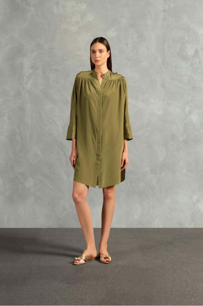 Chemise Manga Longa Ostras Liso Verde Pistache