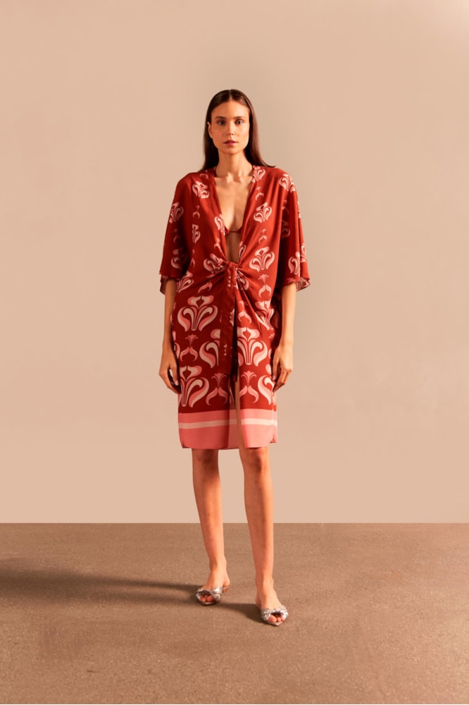 Kaftan Curto de Amarrar Lírio Vintage Unico