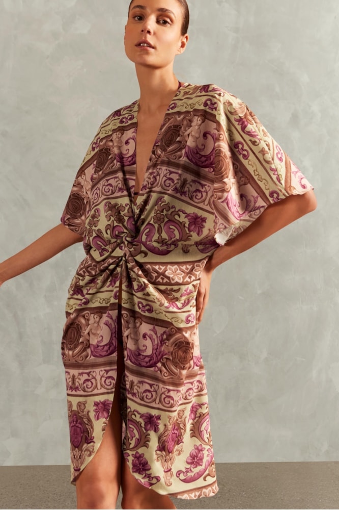 Kaftan Curto Frente Transpassada Vintage Citronelle