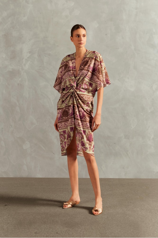 Kaftan Curto Frente Transpassada Vintage Citronelle