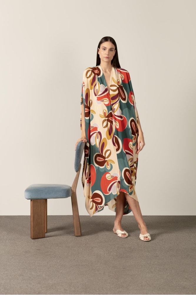 Kaftan Midi Floral Organic Unico