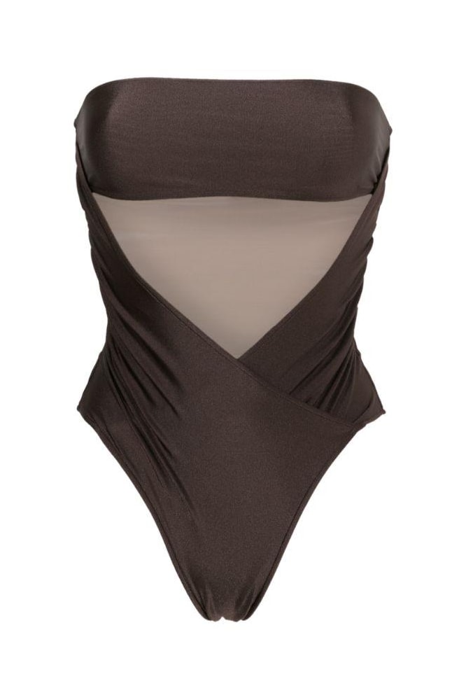 Maillot Asa Delta Franzido Marrom Cafe