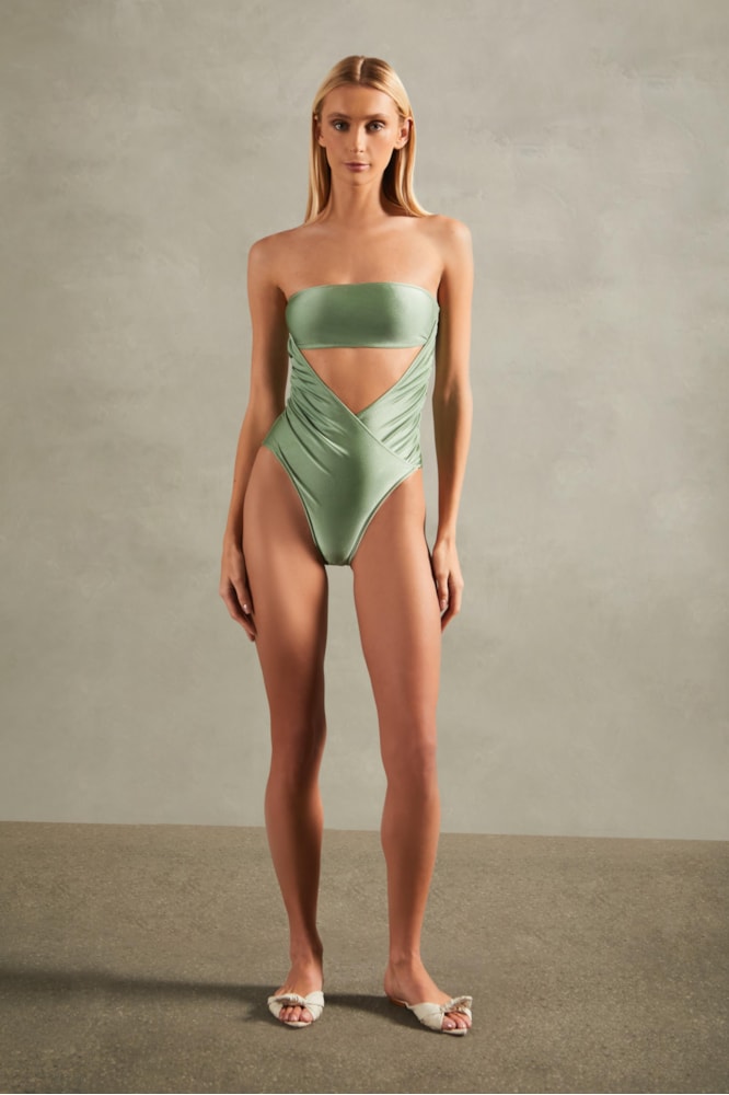 Maillot Asa Delta Franzido Verde Alecrim