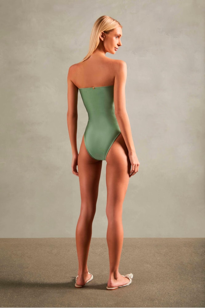Maillot Asa Delta Franzido Verde Alecrim