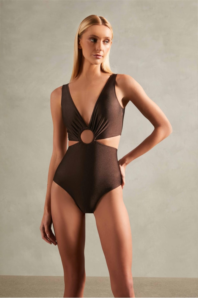 Maillot Decote v Vazado Timeless Marrom