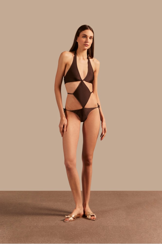 Maillot Engana Mamãe Vazado Colibri Solids Marrom Cafe