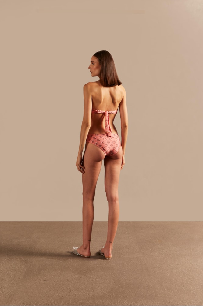 Maillot Frente Única Com Argola Lírio Vintage Unico