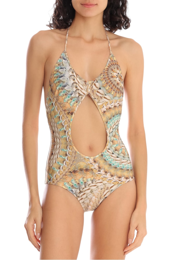 Maillot Frente Única Vazado Buzios Bege