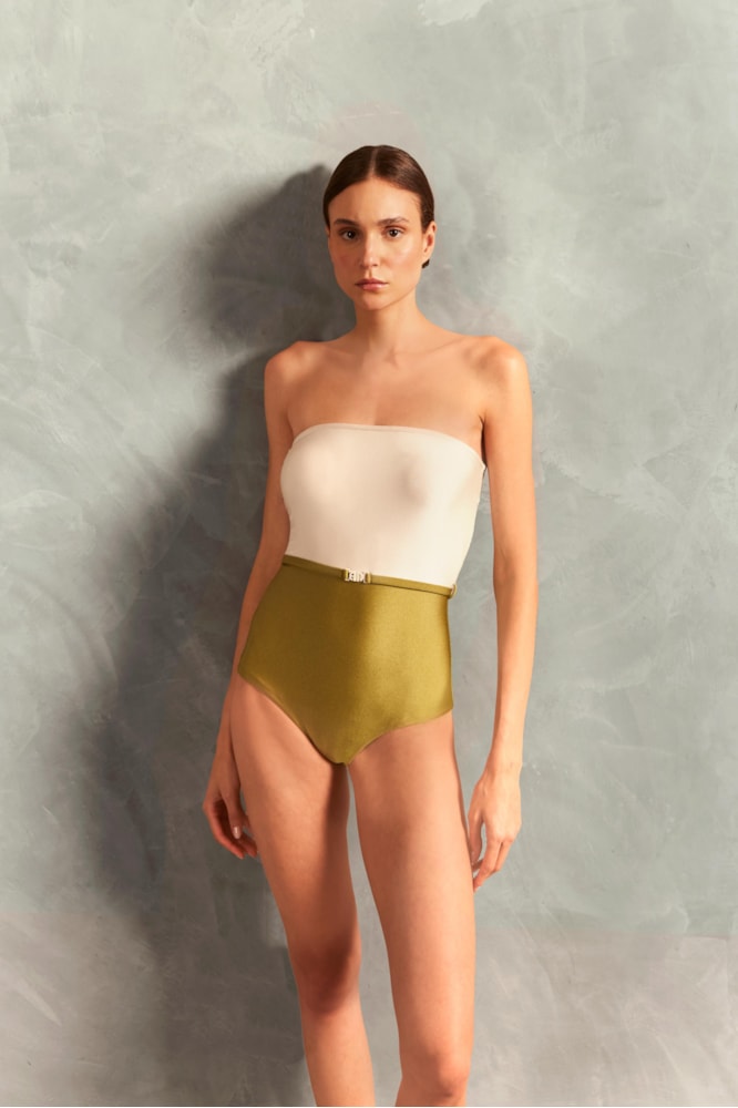 Maillot Tomara Que Caia Bicolor Off White/Verde