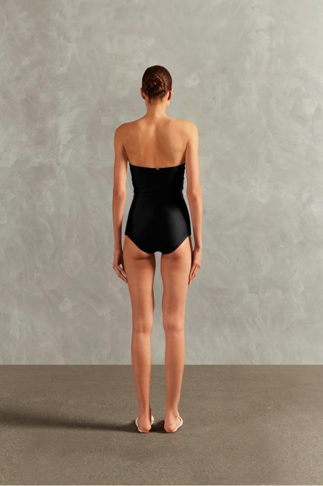 Maillot Tomara Que Caia Franzido Vintage Citronelle Lisos Preto
