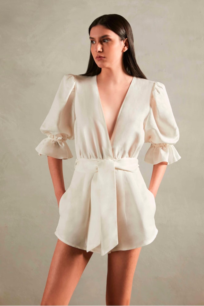 Playsuit Manga Bufante Off White