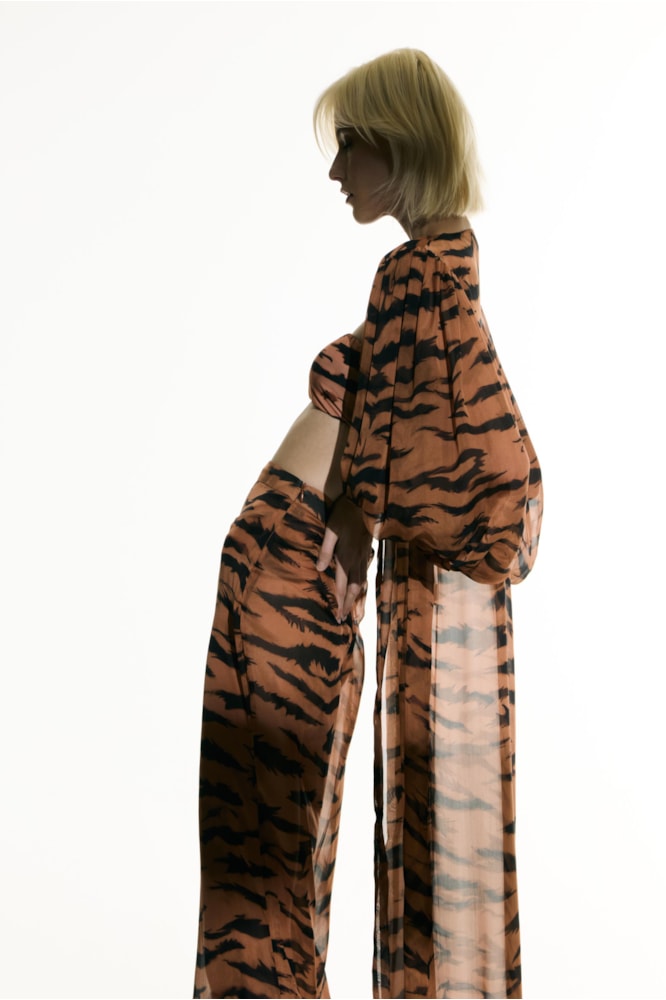 Robe Longo Manga Bufante Sabine Getty Bege