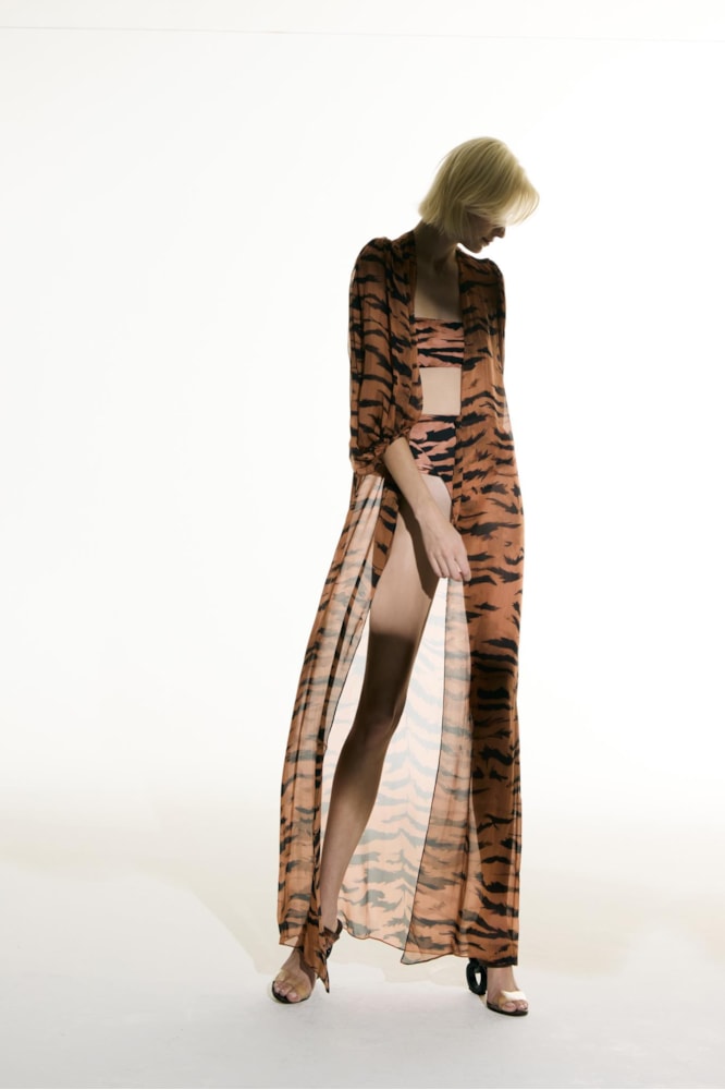 Robe Longo Manga Bufante Sabine Getty Bege