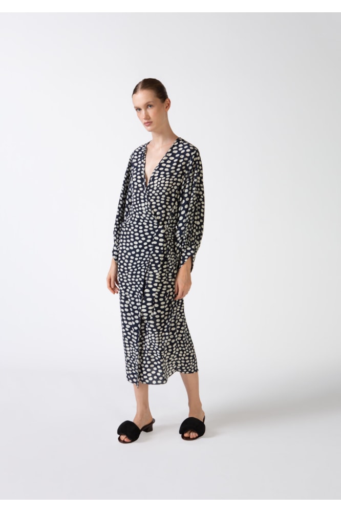 Robe Longo Pois Marinho