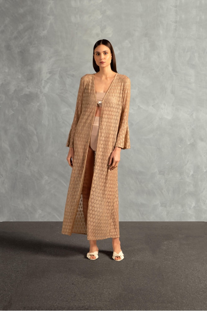 Robe Longo Renda Lisos AD Bege