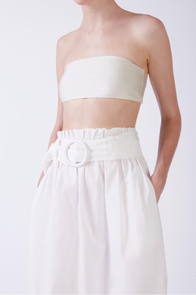 Saia Longa Com Cinto Off White