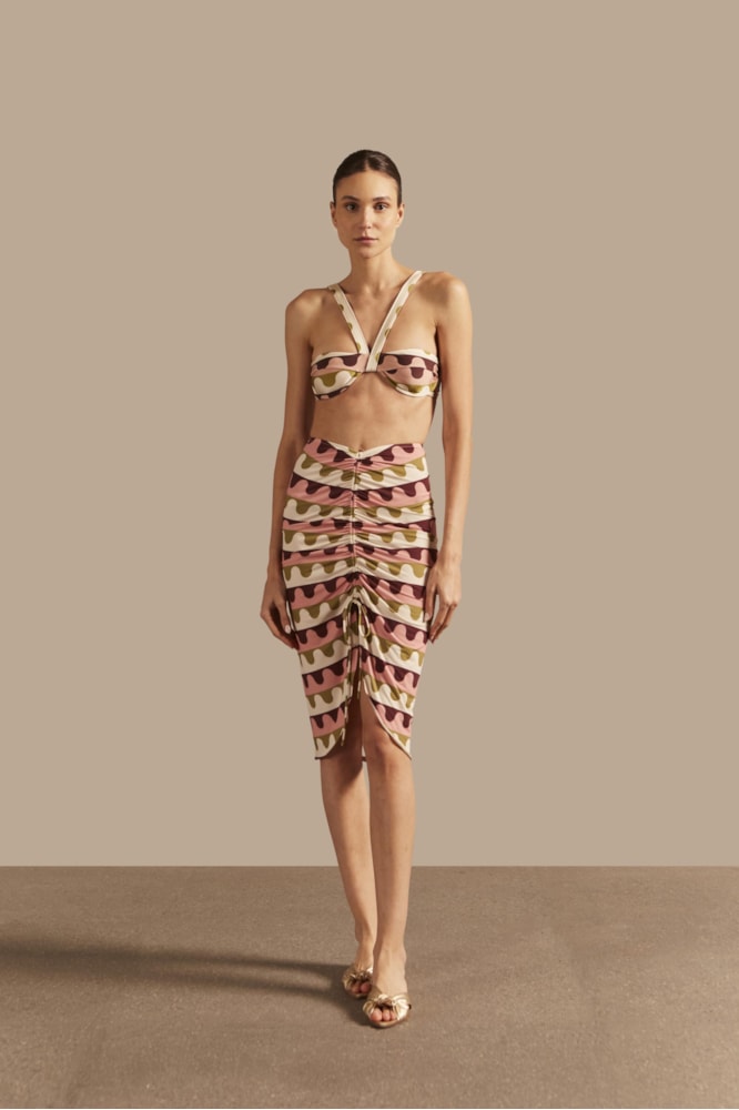 Saia Midi Lycra Giardino Unico