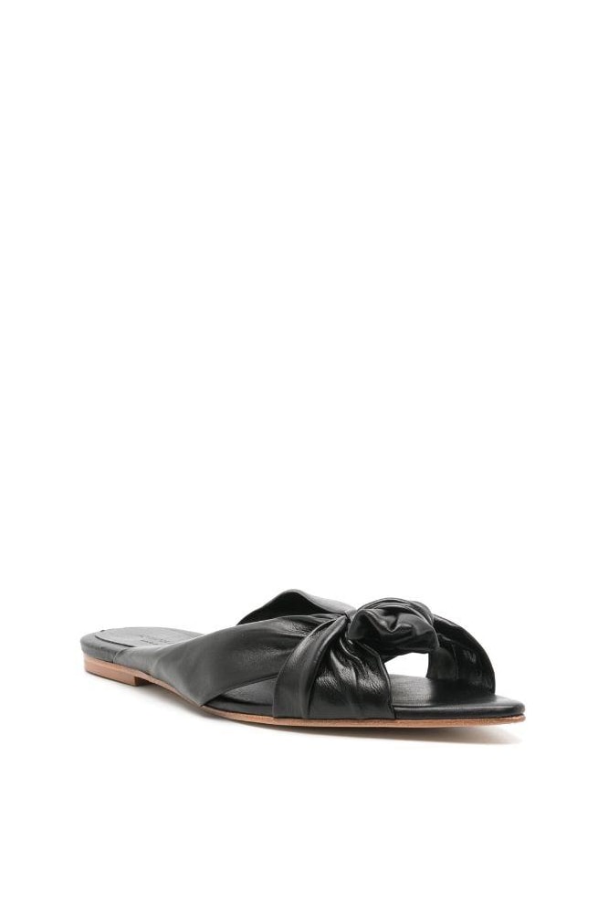 Sandália Flat Couro Preto