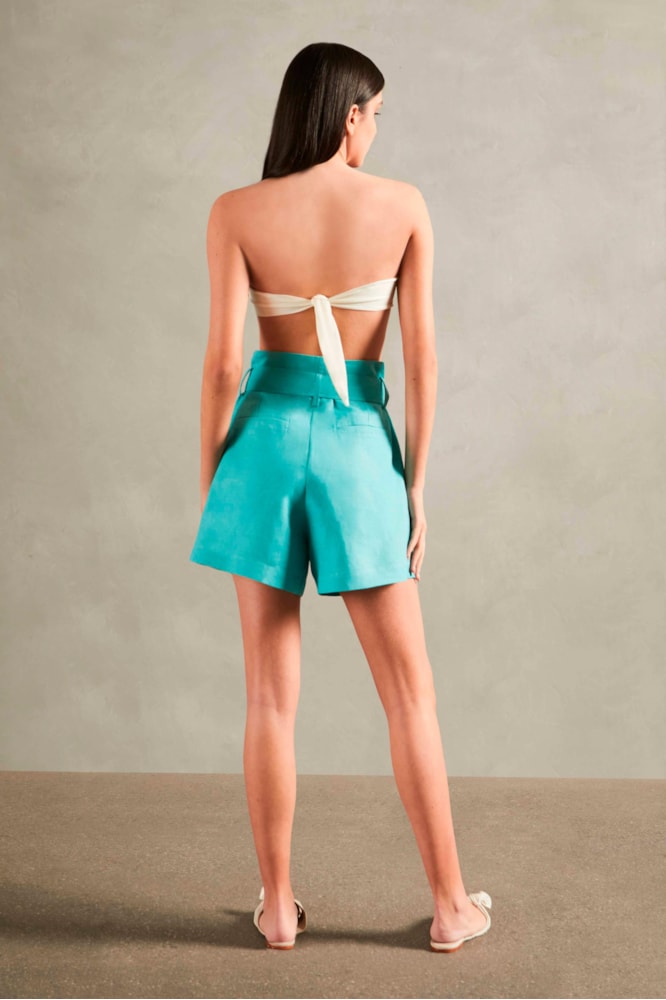Short Curto Orquídea Vintage Azul