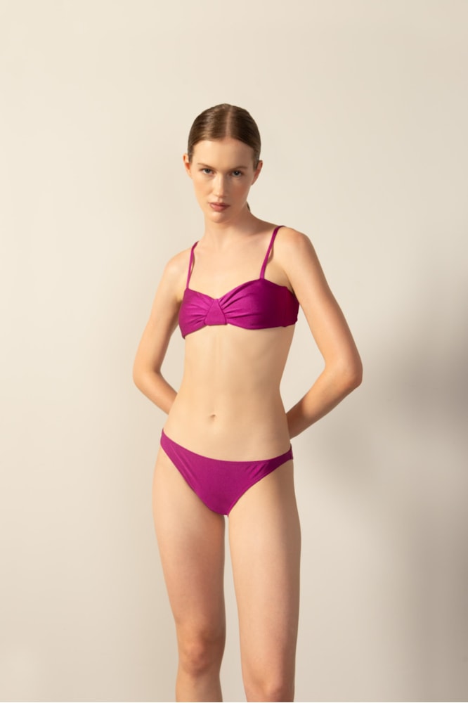 Top Alça Busto Franzido Vintage Citronelle Liso Magenta