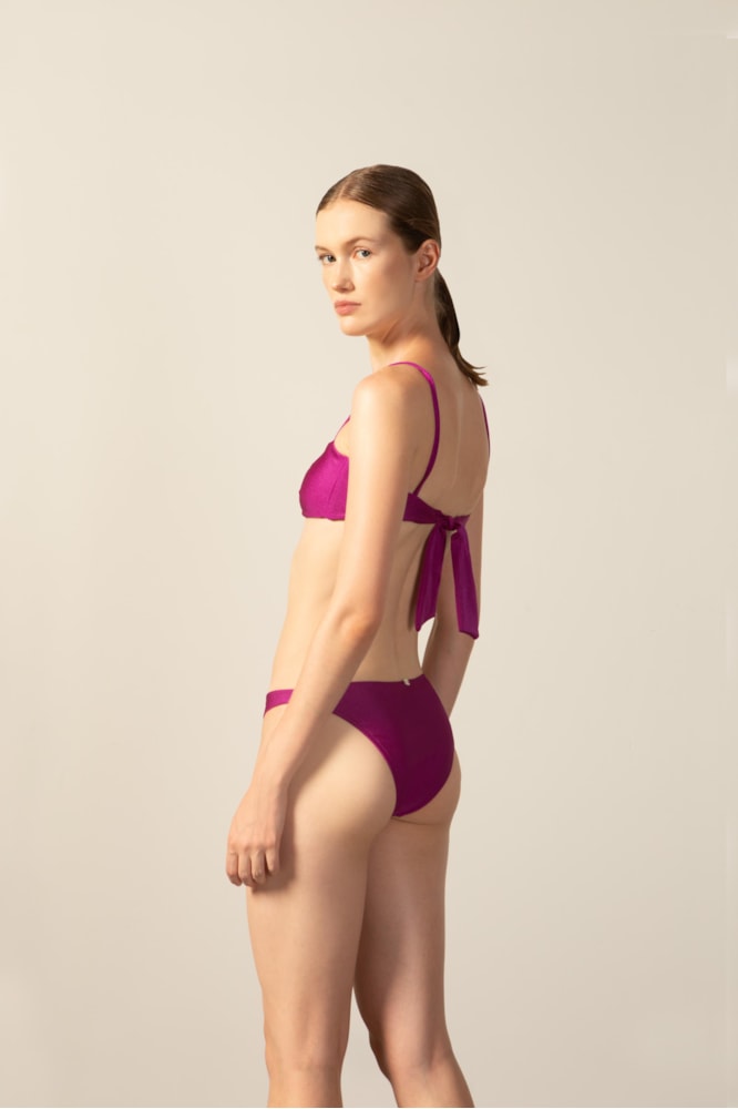 Top Alças Busto Franzido Vintage Citronelle Liso Magenta