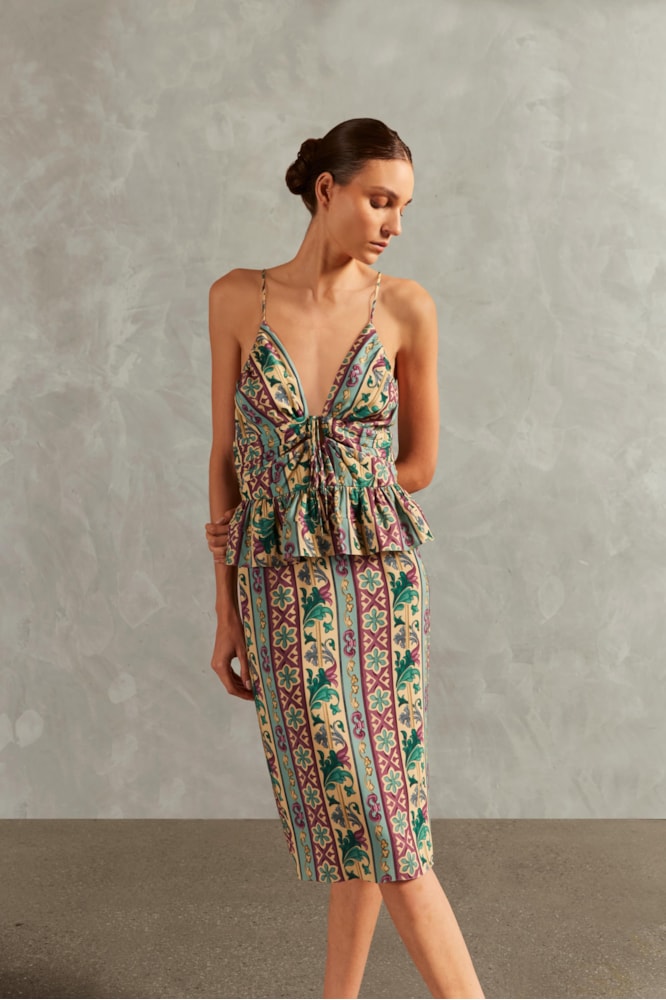 Vestido Alcinha Peplum Le Sirenuse Azul