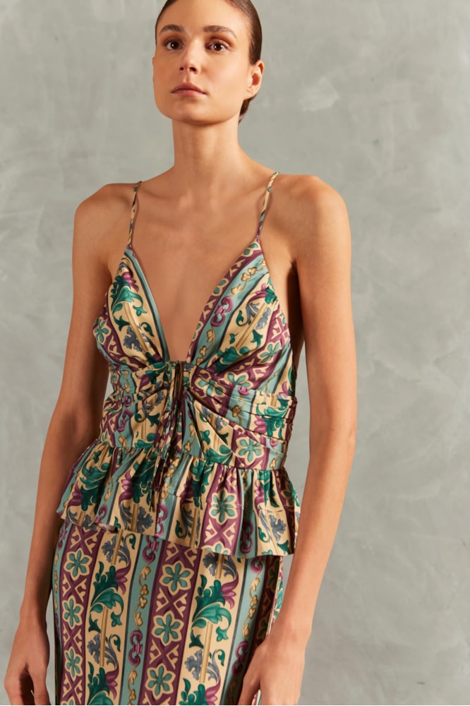 Vestido Alcinha Peplum Le Sirenuse Azul