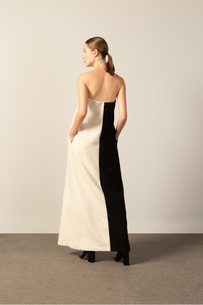 Vestido Bicolor Tqc Bege / Preto