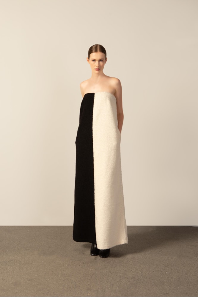 Vestido Bicolor Tqc Bege / Preto