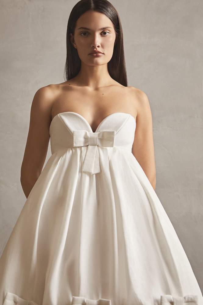 Vestido Curto Balone Laços Off White