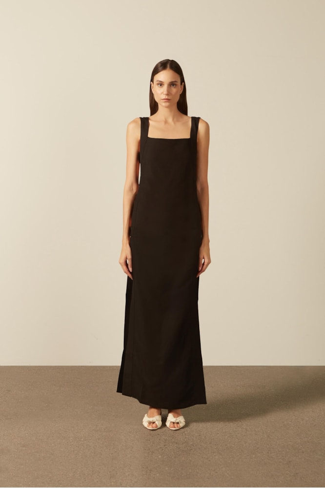 Vestido Longo Abertura Lateral Preto