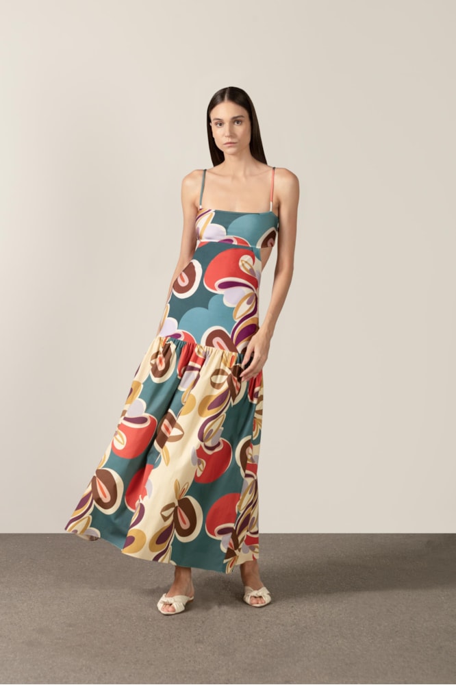 Vestido Longo Alças Floral Organic Unico