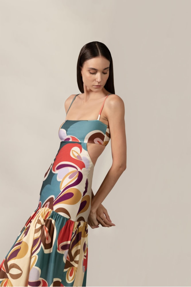 Vestido Longo Alças Floral Organic Unico
