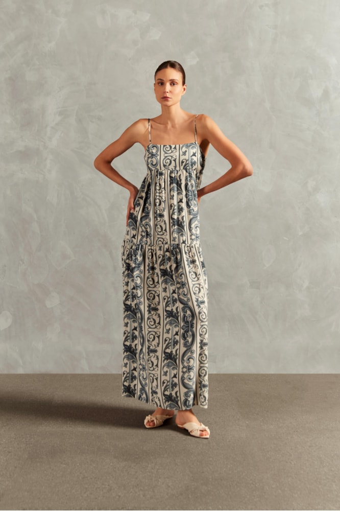 Vestido Longo Alcinhas Hera Azul