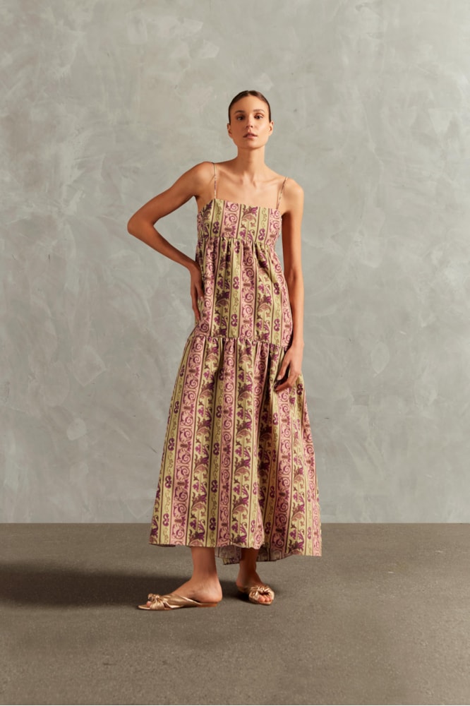 Vestido Longo Com Alças Vintage Citronelle Unico