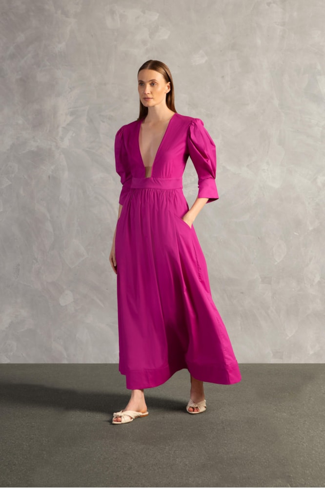 Vestido Longo Decote Ilusione Inamorata Lisos Orquidea