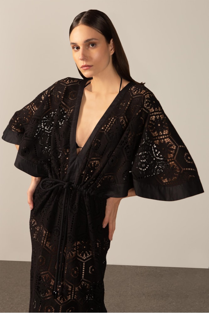 Vestido Longo Decote v Noir Preto